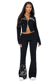 DOUBLE-ZIP EMBROIDERED SWEATER JACKET
