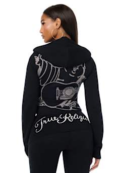 DOUBLE-ZIP EMBROIDERED SWEATER JACKET