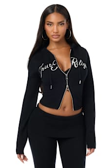 DOUBLE-ZIP EMBROIDERED SWEATER JACKET