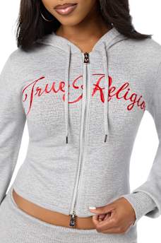 DOUBLE-ZIP EMBROIDERED SWEATER JACKET