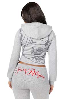 DOUBLE-ZIP EMBROIDERED SWEATER JACKET
