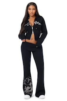 FOLDOVER WAISTBAND BOOTCUT SWEATPANT