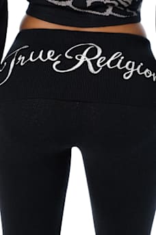 FOLDOVER WAISTBAND BOOTCUT SWEATPANT
