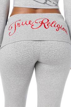 FOLDOVER WAISTBAND BOOTCUT SWEATPANT
