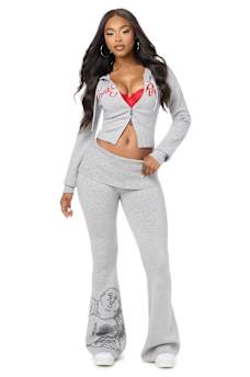 FOLDOVER WAISTBAND BOOTCUT SWEATPANT