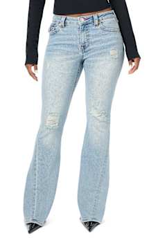 JOEY MID RISE DISTRESSED FLAP FLARE JEAN