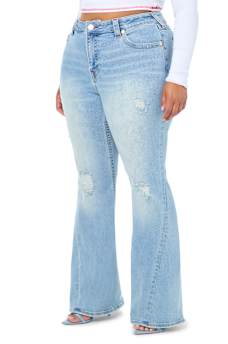 PLUS JOEY MID RISE DISTRESSED FLAP FLARE JEAN