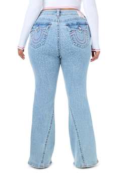 PLUS JOEY MID RISE DISTRESSED FLAP FLARE JEAN