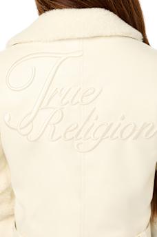 FAUX LEATHER SHERPA AVIATOR JACKET