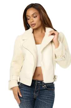 FAUX LEATHER SHERPA AVIATOR JACKET