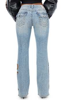 BECCA MID RISE APPLIQU&Eacute; FLAP BOOTCUT JEAN