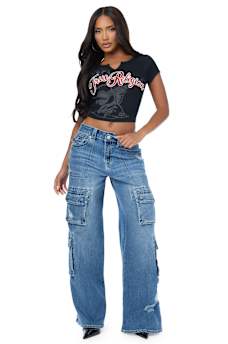 JESSIE MID RISE CARGO FLAP SUPER BAGGY JEAN