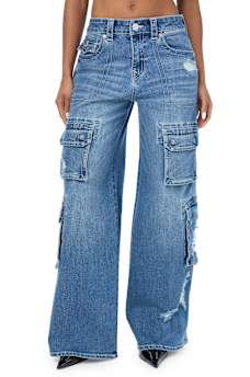 JESSIE MID RISE CARGO FLAP SUPER BAGGY JEAN