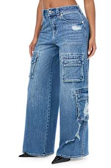 JESSIE MID RISE CARGO FLAP SUPER BAGGY JEAN