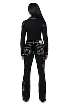 DENIM BOOTCUT CARGO JUMPSUIT