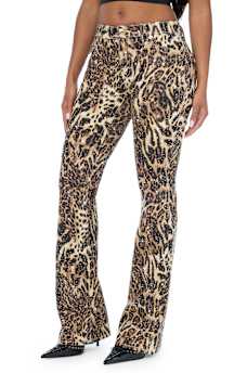 BECCA MID RISE CRYSTAL LEOPARD FLAP BOOTCUT JEAN