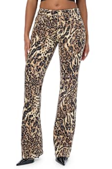 BECCA MID RISE CRYSTAL LEOPARD FLAP BOOTCUT JEAN