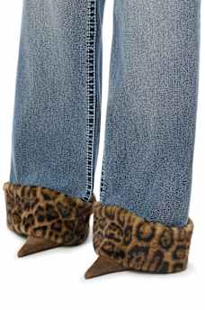 BOBBI LOW RISE LEOPARD FUR BIG T BAGGY JEAN
