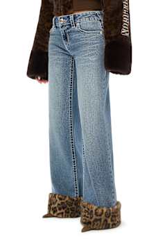 BOBBI LOW RISE LEOPARD FUR BIG T BAGGY JEAN