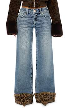 BOBBI LOW RISE LEOPARD FUR BIG T BAGGY JEAN