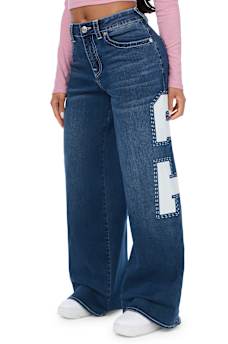 JESSIE MID RISE PRINT SUPER BAGGY JEAN
