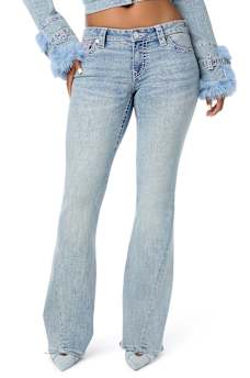 JOEY LOW RISE CRYSTAL BIG T FLAP FLARE JEAN