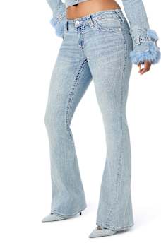 JOEY LOW RISE CRYSTAL BIG T FLAP FLARE JEAN