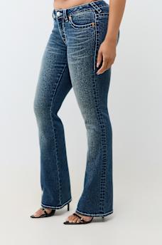 BECCA MID RISE EMBROIDERED LOGO BIG T BOOTCUT JEAN