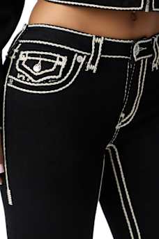BECCA MID RISE ROPE STITCH FLAP BOOTCUT JEAN