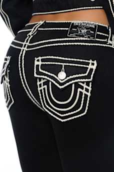 BECCA MID RISE ROPE STITCH FLAP BOOTCUT JEAN