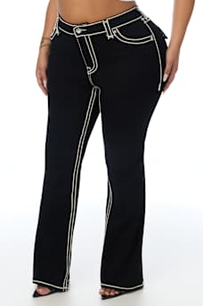 PLUS BECCA MID RISE ROPE STITCH FLAP BOOTCUT JEAN