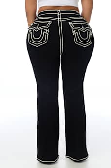 PLUS BECCA MID RISE ROPE STITCH FLAP BOOTCUT JEAN