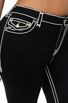 PLUS BECCA MID RISE ROPE STITCH FLAP BOOTCUT JEAN