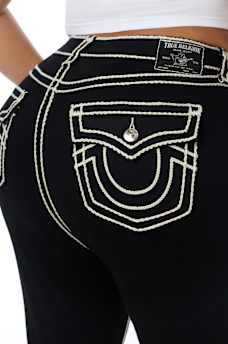 PLUS BECCA MID RISE ROPE STITCH FLAP BOOTCUT JEAN