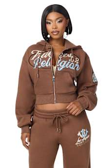 CRYSTAL RELAXED ZIP HOODIE