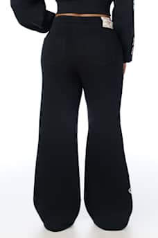 EMBROIDERED MID RISE WIDE LEG SWEATPANT