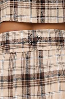 CRYSTAL PLAID MINI PLEATED SKIRT