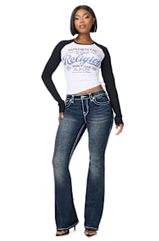 JOEY MID RISE SUPER T FLAP FLARE JEAN