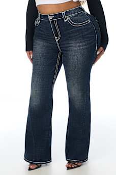 PLUS JOEY MID RISE SUPER T FLAP FLARE JEAN