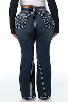 PLUS JOEY MID RISE SUPER T FLAP FLARE JEAN