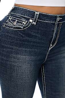 PLUS JOEY MID RISE SUPER T FLAP FLARE JEAN