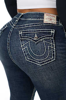 PLUS JOEY MID RISE SUPER T FLAP FLARE JEAN