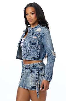 DISTRESSED BIG T CARGO JACKET