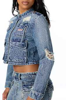 DISTRESSED BIG T CARGO JACKET
