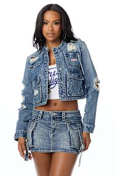 DISTRESSED BIG T CARGO JACKET