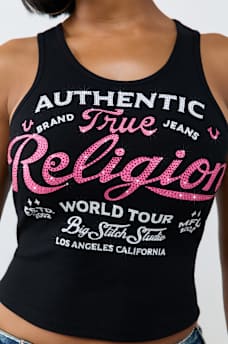 CRYSTAL LOGO RIBBED TANK TOP