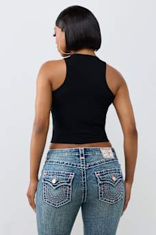 CRYSTAL LOGO RIBBED TANK TOP