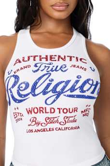 CRYSTAL LOGO RIBBED TANK TOP