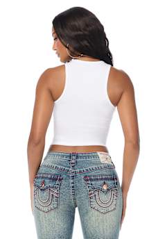 CRYSTAL LOGO RIBBED TANK TOP