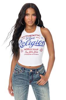 CRYSTAL LOGO RIBBED TANK TOP